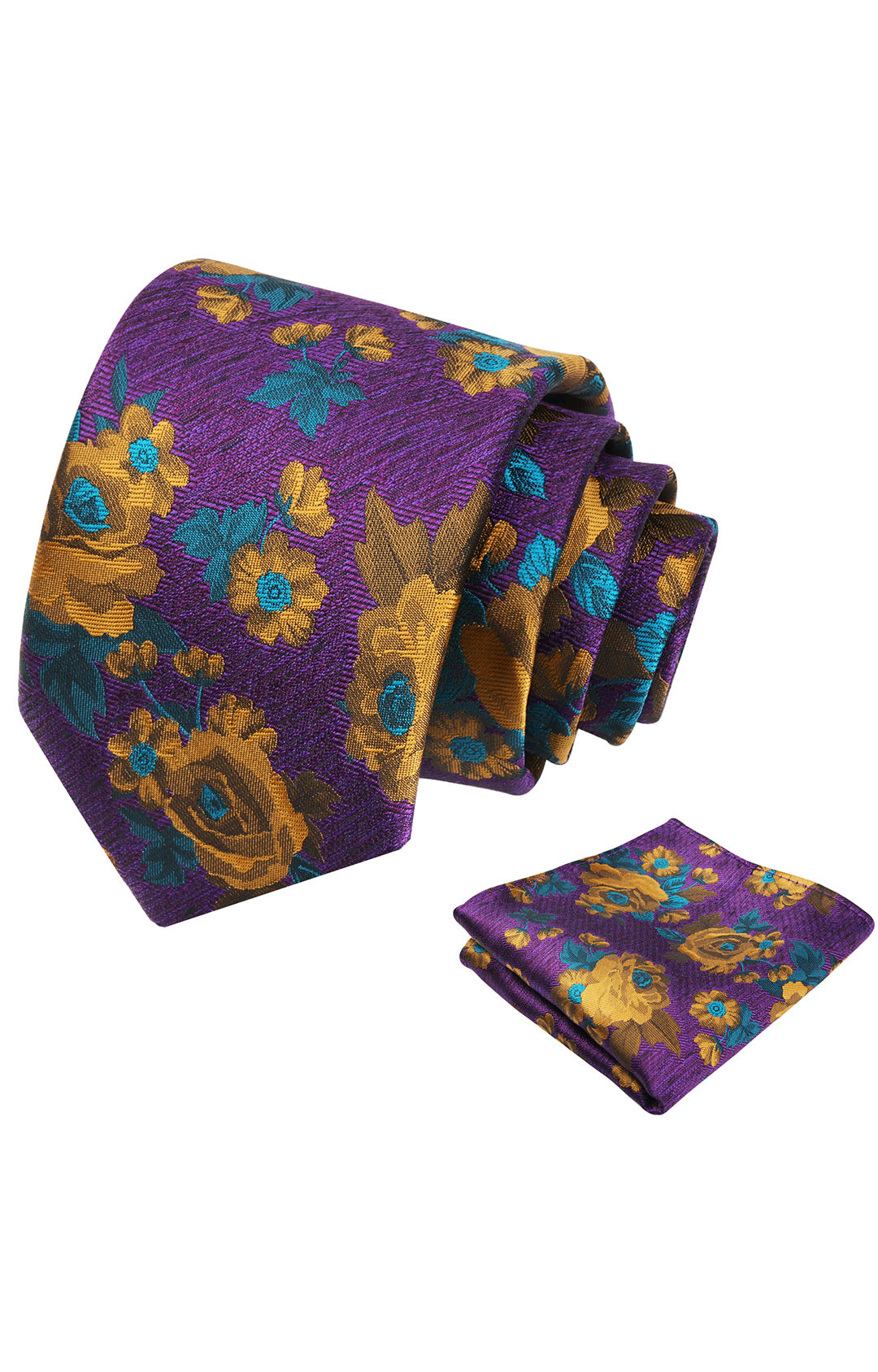 3.15'' Mens Tie Elegant Floral Pattern with Pocket Square Set-909