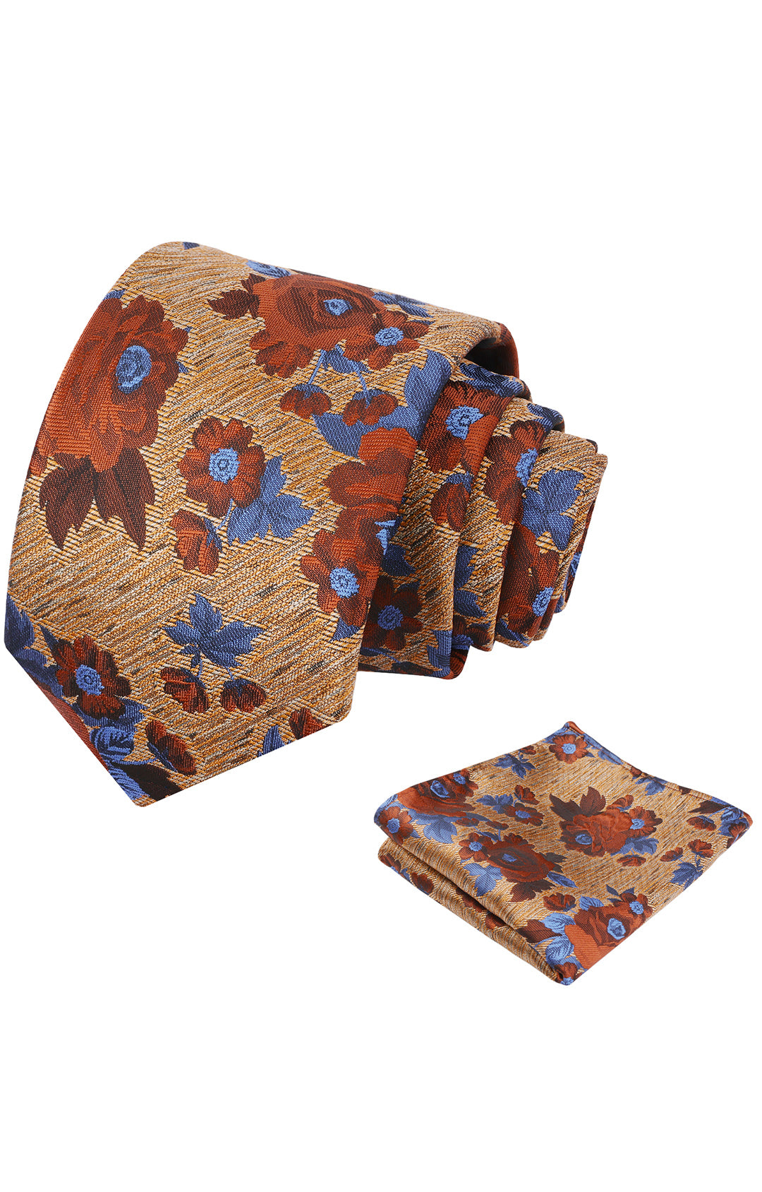 3.15'' Mens Tie Elegant Floral Pattern with Pocket Square Set-909