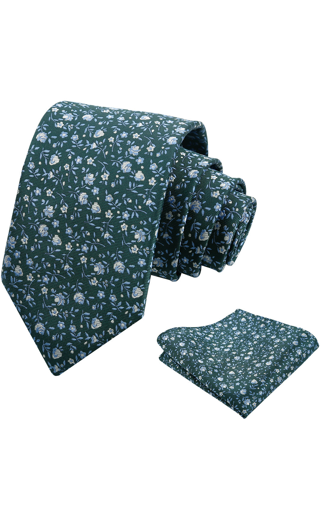 Mens 3.15inches Spring Exquisite Flower Tie with Small Floral Printed Pocket Square-910