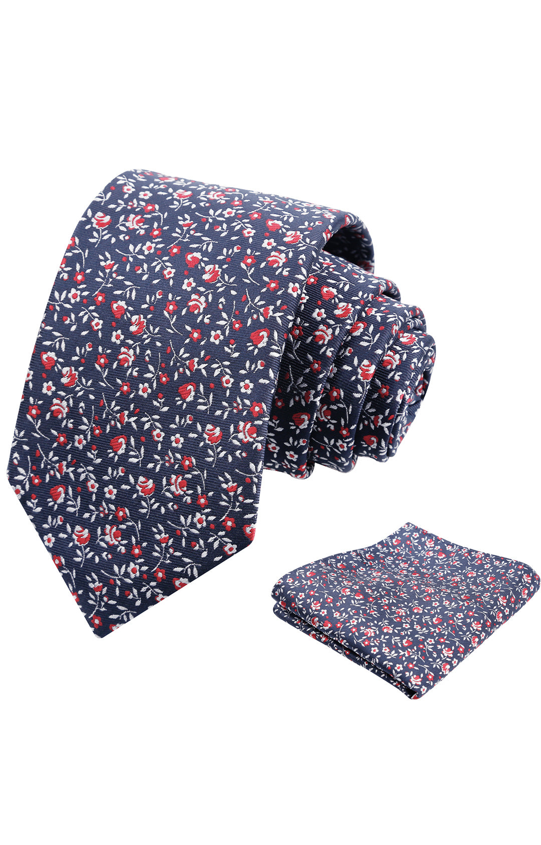 Mens 3.15inches Spring Exquisite Flower Tie with Small Floral Printed Pocket Square-910