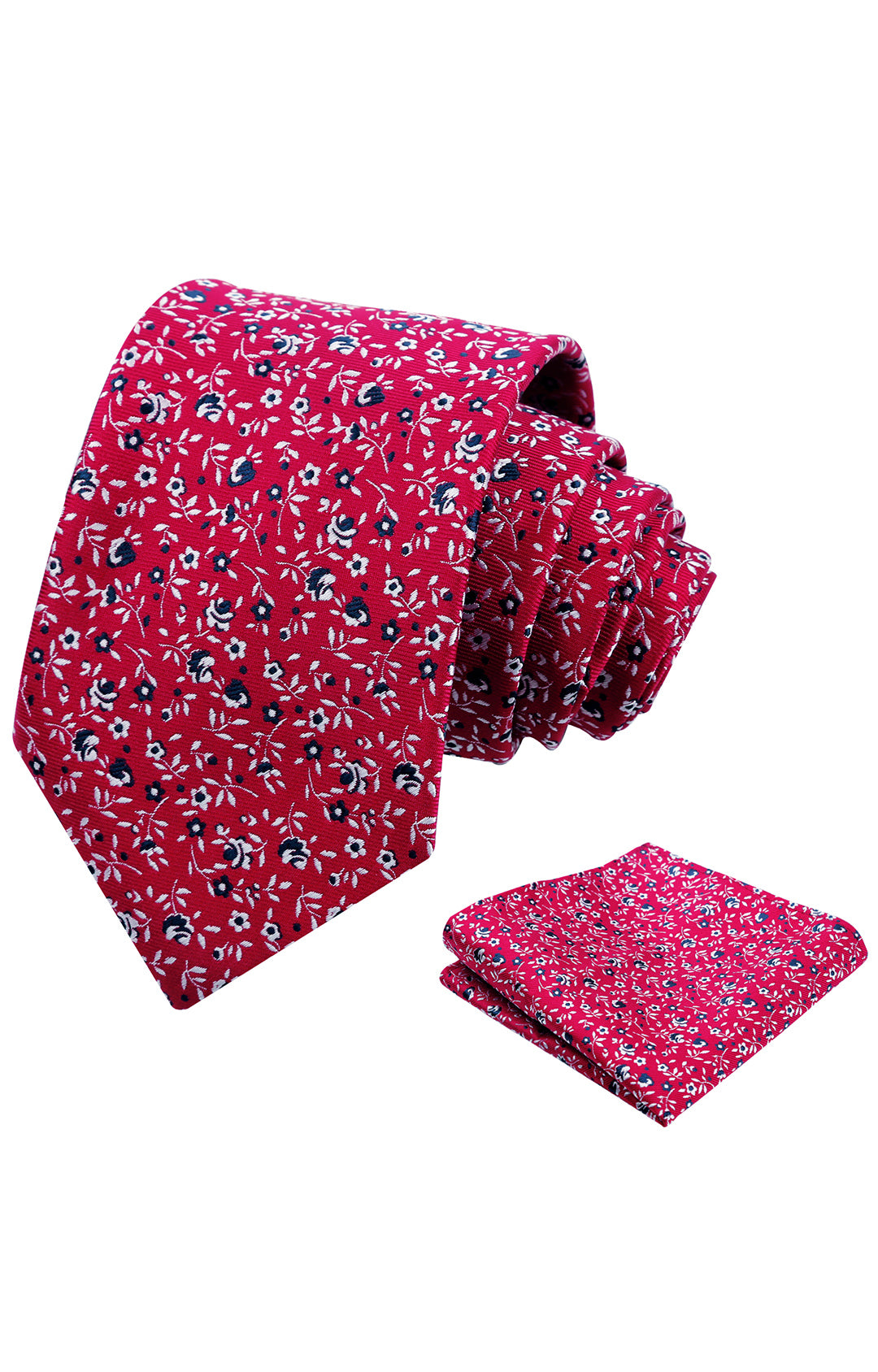 Mens 3.15inches Spring Exquisite Flower Tie with Small Floral Printed Pocket Square-910