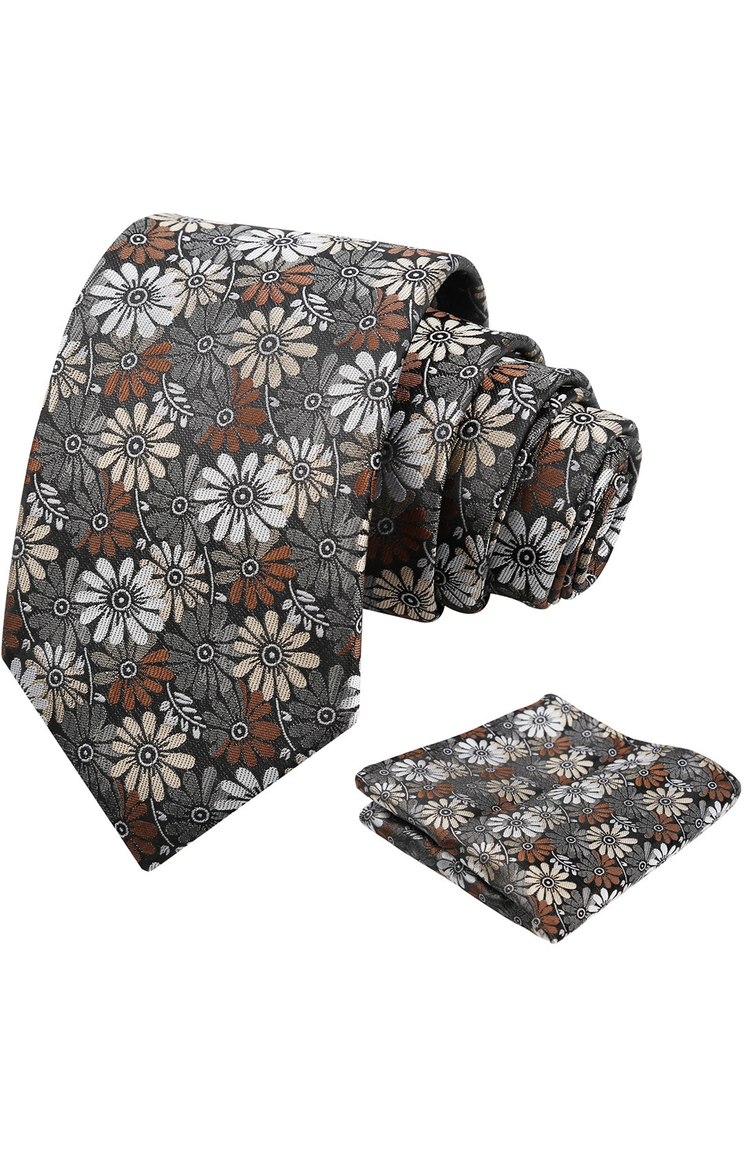 Mens 3.15'' Colorful Flower Necktie and Pocket Square Set Wedding Casual Rustic Tie and Hanky Set-912