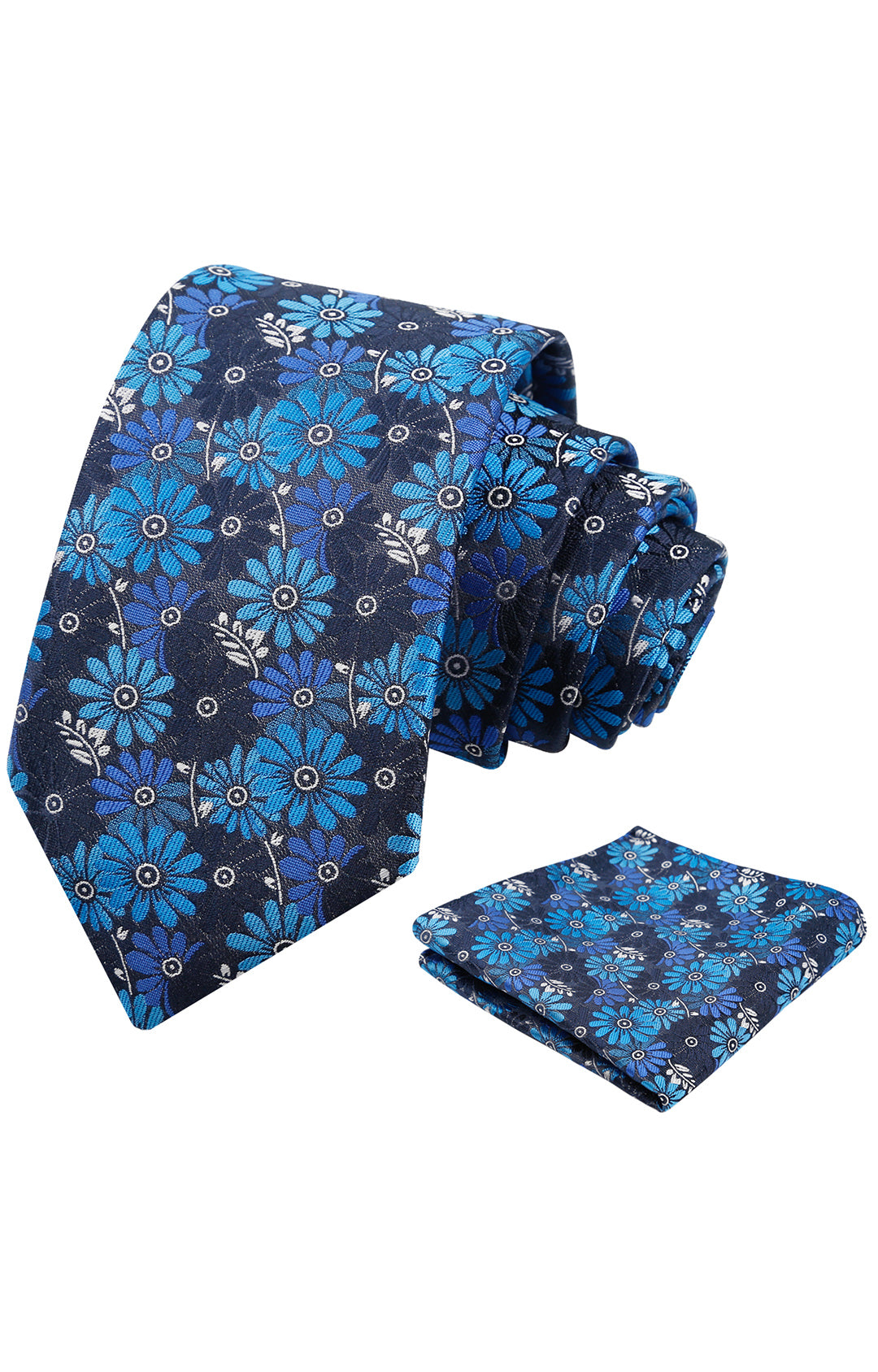 Mens 3.15'' Colorful Flower Necktie and Pocket Square Set Wedding Casual Rustic Tie and Hanky Set-912