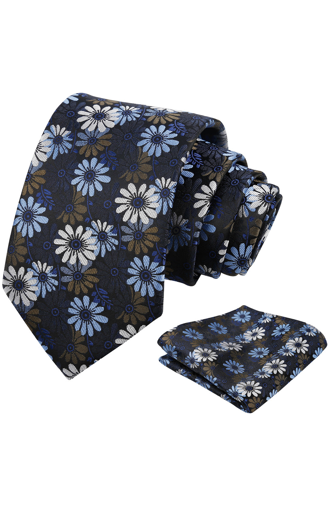Mens 3.15'' Colorful Flower Necktie and Pocket Square Set Wedding Casual Rustic Tie and Hanky Set-912