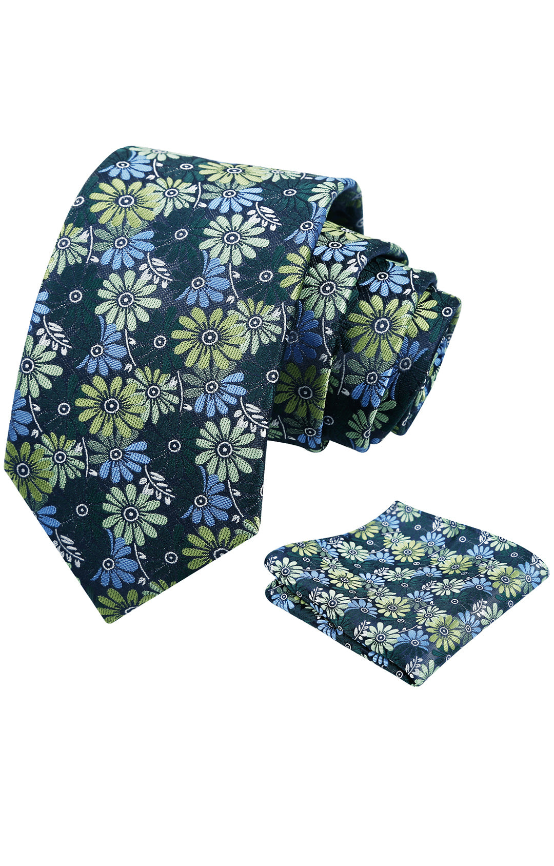 Mens 3.15'' Colorful Flower Necktie and Pocket Square Set Wedding Casual Rustic Tie and Hanky Set-912