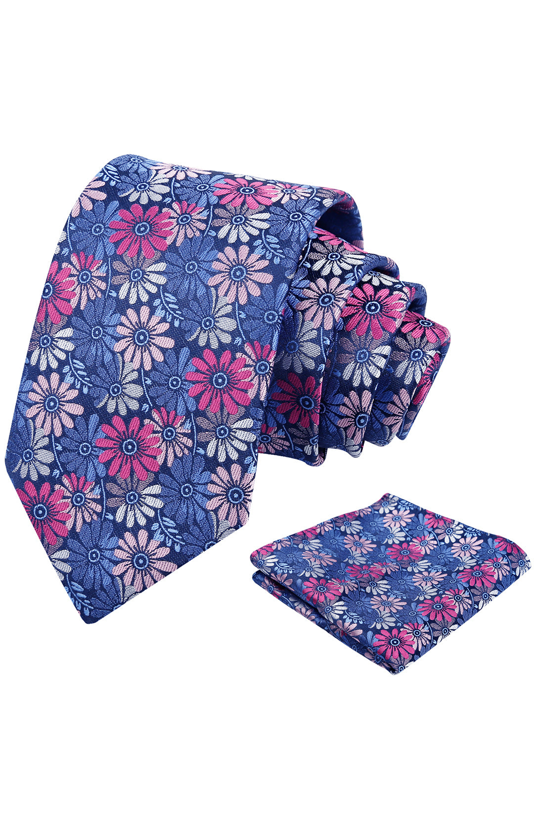 Mens 3.15'' Colorful Flower Necktie and Pocket Square Set Wedding Casual Rustic Tie and Hanky Set-912