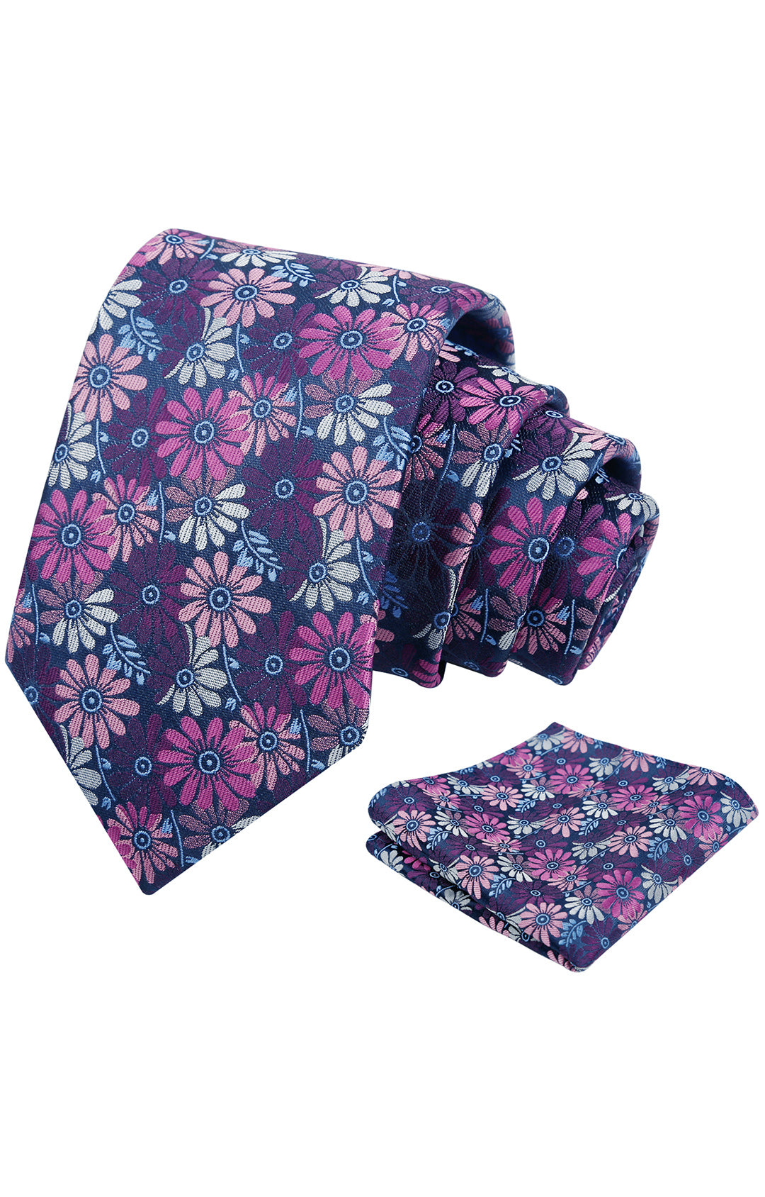 Mens 3.15'' Colorful Flower Necktie and Pocket Square Set Wedding Casual Rustic Tie and Hanky Set-912