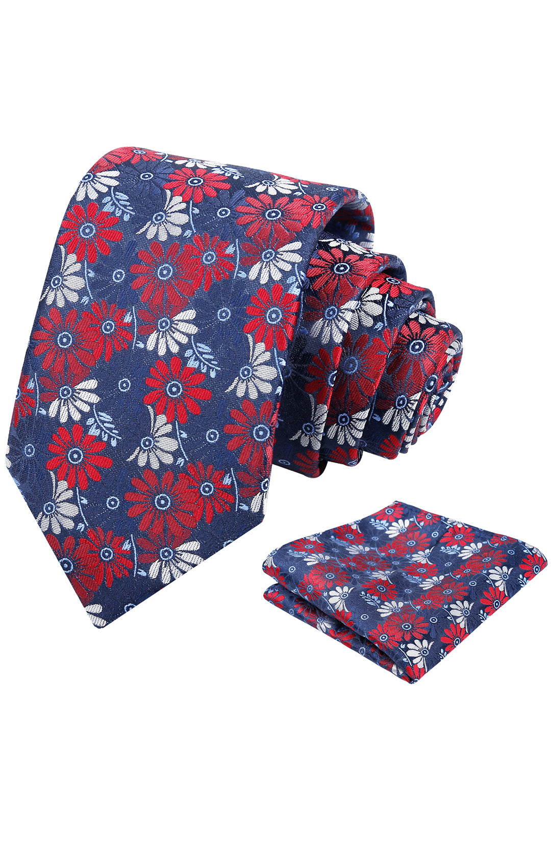 Mens 3.15'' Colorful Flower Necktie and Pocket Square Set Wedding Casual Rustic Tie and Hanky Set-912