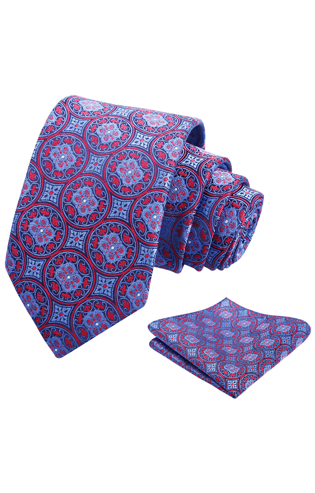 Mens 3.15'' Vintage Necktie and Pocket Square Business Geometric Regular Patterns Tie and Hanky Set-913