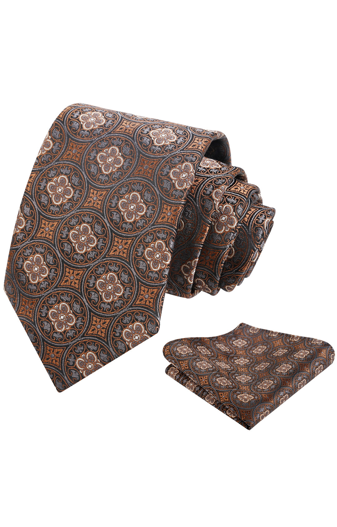 Mens 3.15'' Vintage Necktie and Pocket Square Business Geometric Regular Patterns Tie and Hanky Set-913