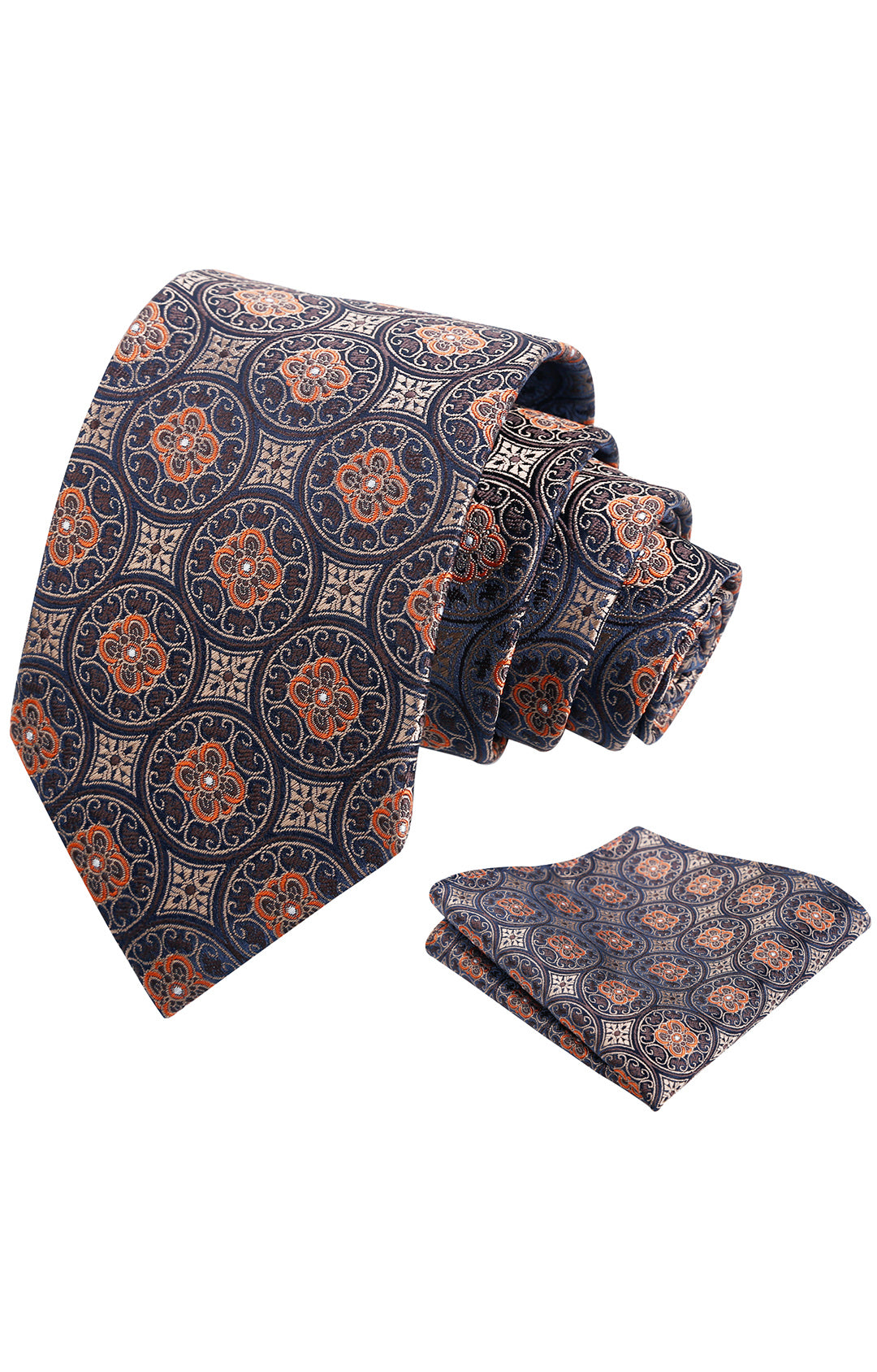 Mens 3.15'' Vintage Necktie and Pocket Square Business Geometric Regular Patterns Tie and Hanky Set-913