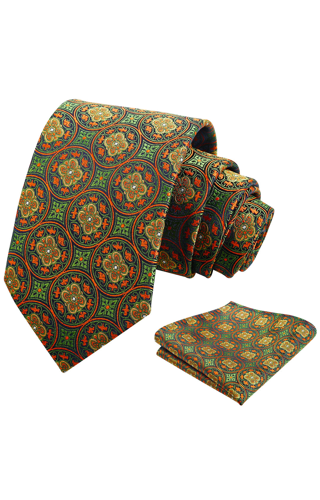 Mens 3.15'' Vintage Necktie and Pocket Square Business Geometric Regular Patterns Tie and Hanky Set-913