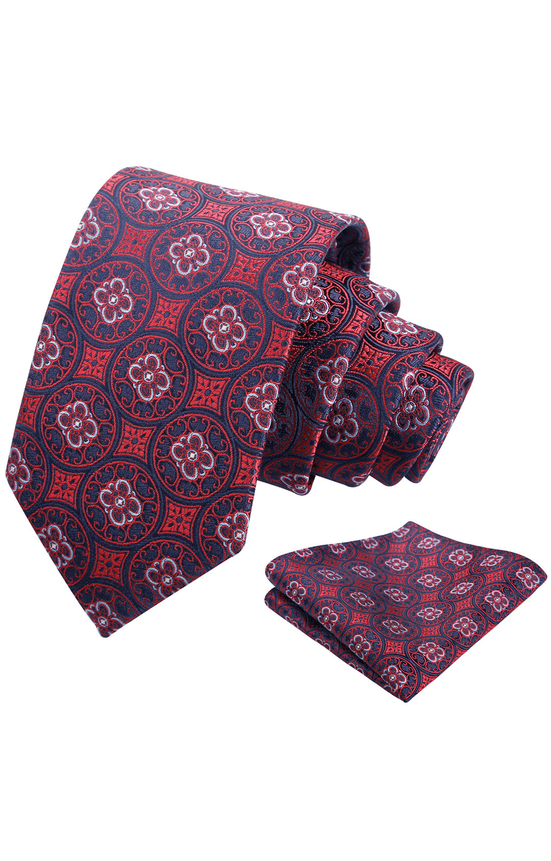 Mens 3.15'' Vintage Necktie and Pocket Square Business Geometric Regular Patterns Tie and Hanky Set-913