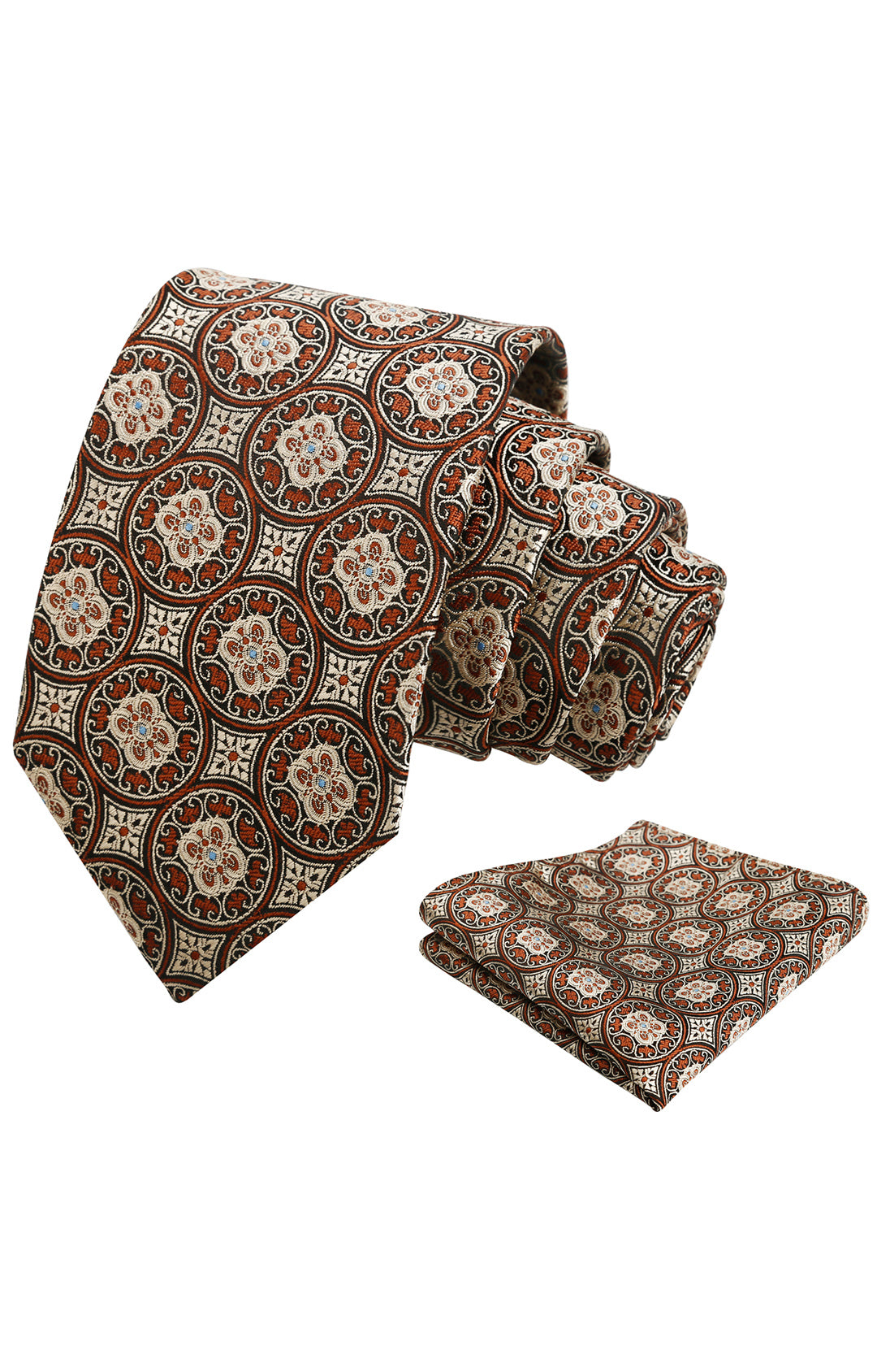 Mens 3.15'' Vintage Necktie and Pocket Square Business Geometric Regular Patterns Tie and Hanky Set-913