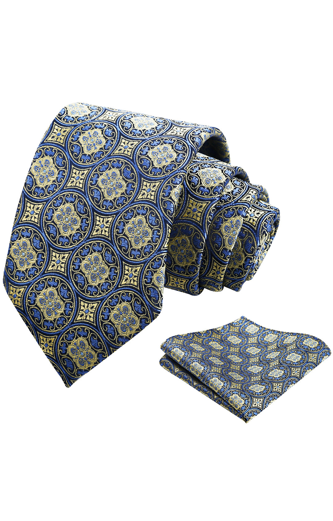 Mens 3.15'' Vintage Necktie and Pocket Square Business Geometric Regular Patterns Tie and Hanky Set-913