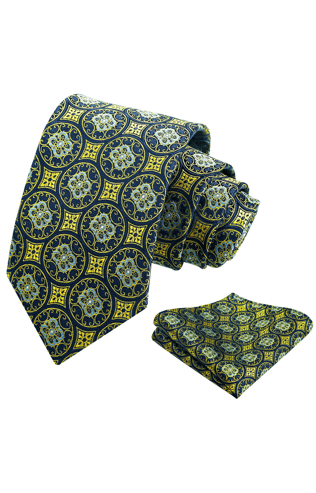 Mens 3.15'' Vintage Necktie and Pocket Square Business Geometric Regular Patterns Tie and Hanky Set-913