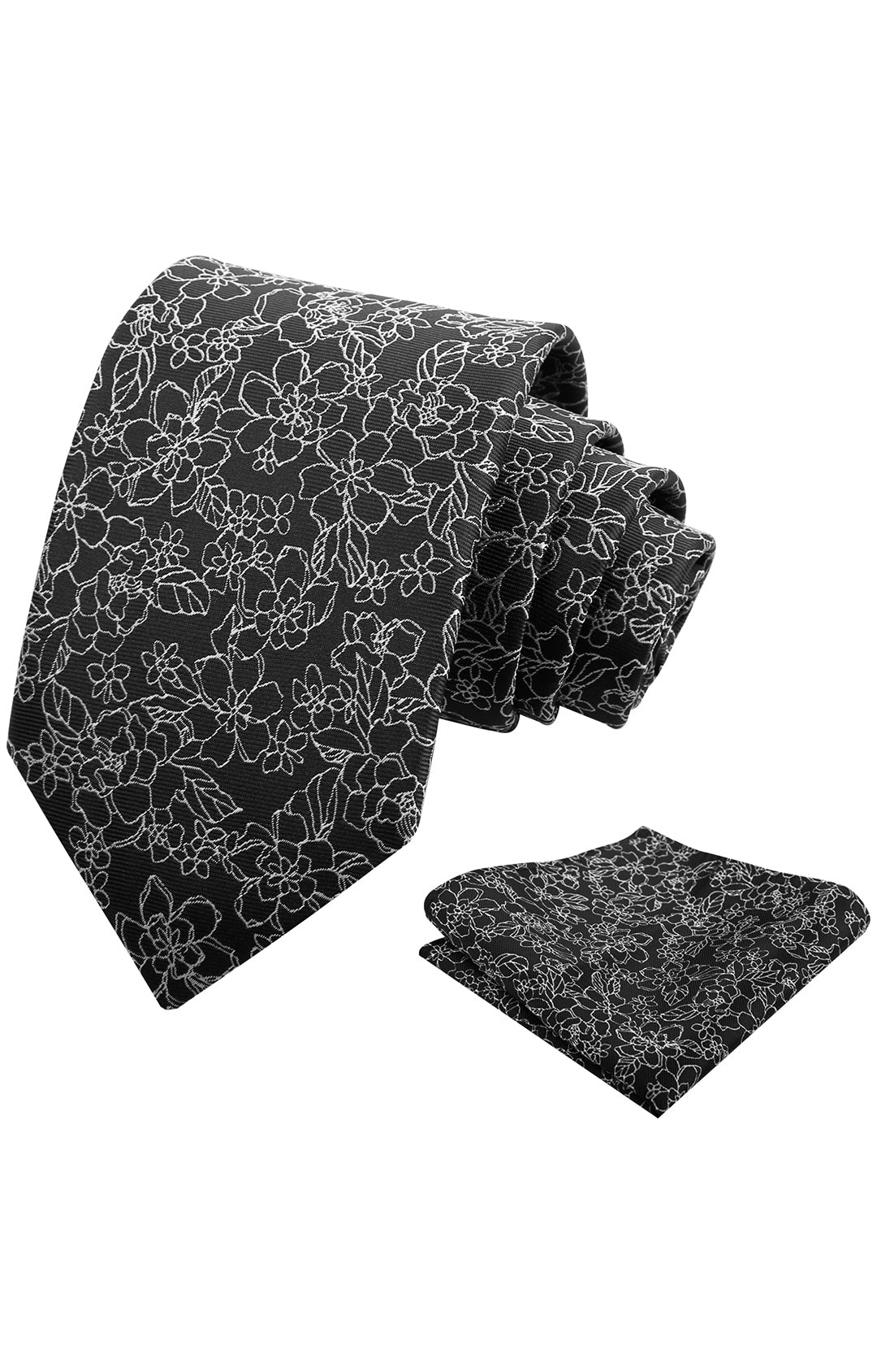 Mens 3.15inch Printed Floral Tie Set Solid Color Wedding Party Casual Flower Necktie Pocket Square Set-914