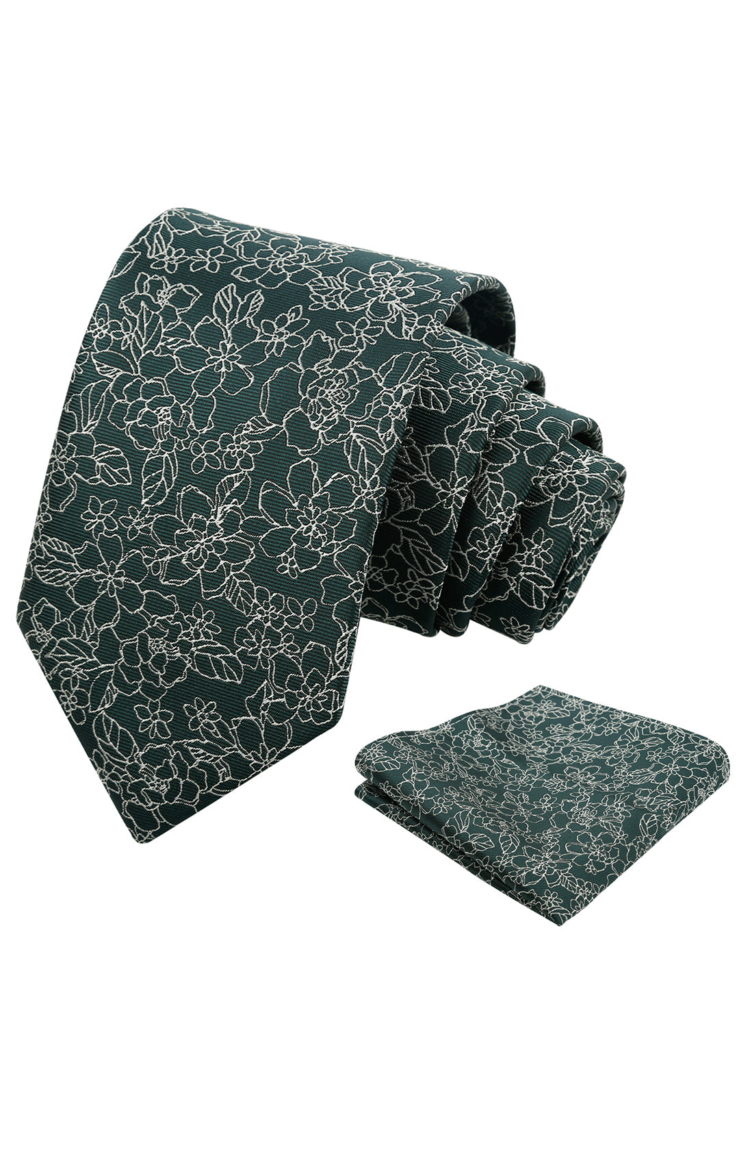 Mens 3.15inch Printed Floral Tie Set Solid Color Wedding Party Casual Flower Necktie Pocket Square Set-914