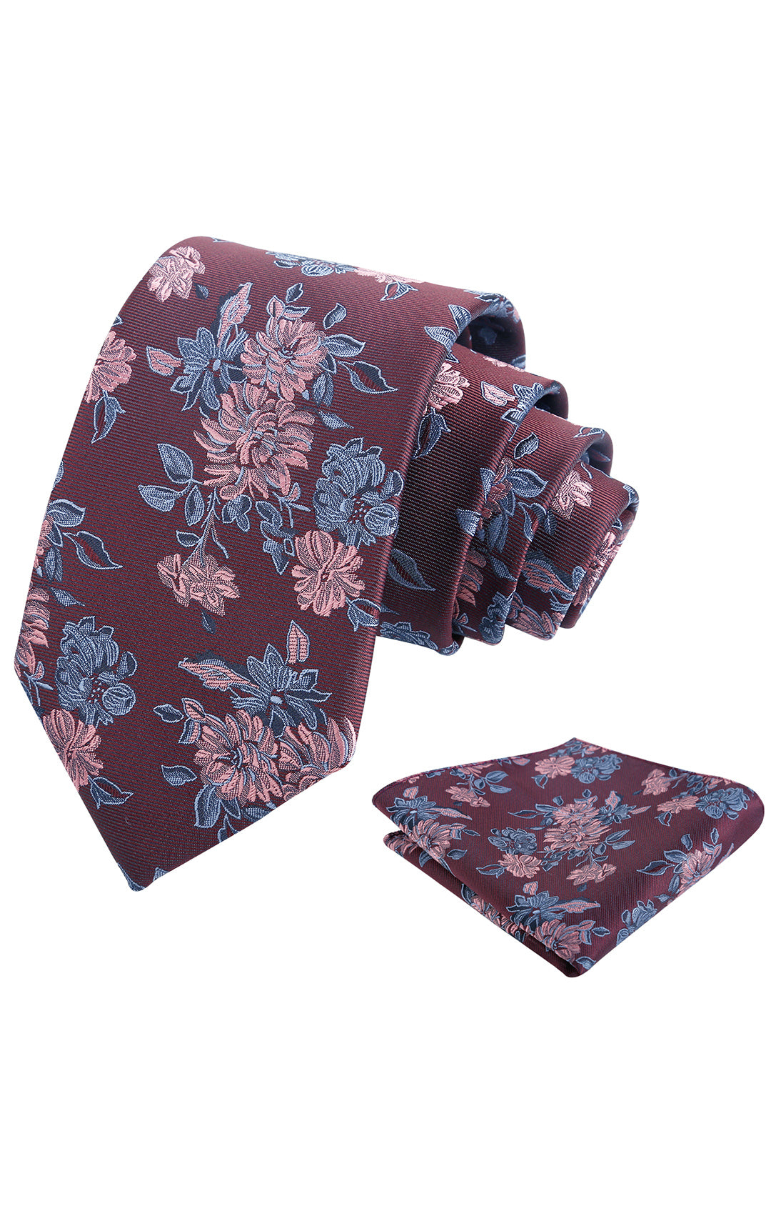 Mens 3.15inch Retro Floral Necktie and Hanky Vintage Wedding Tie and Pocket Square Set-915