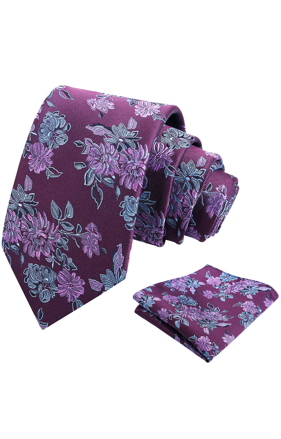 Mens 3.15inch Retro Floral Necktie and Hanky Vintage Wedding Tie and Pocket Square Set-915
