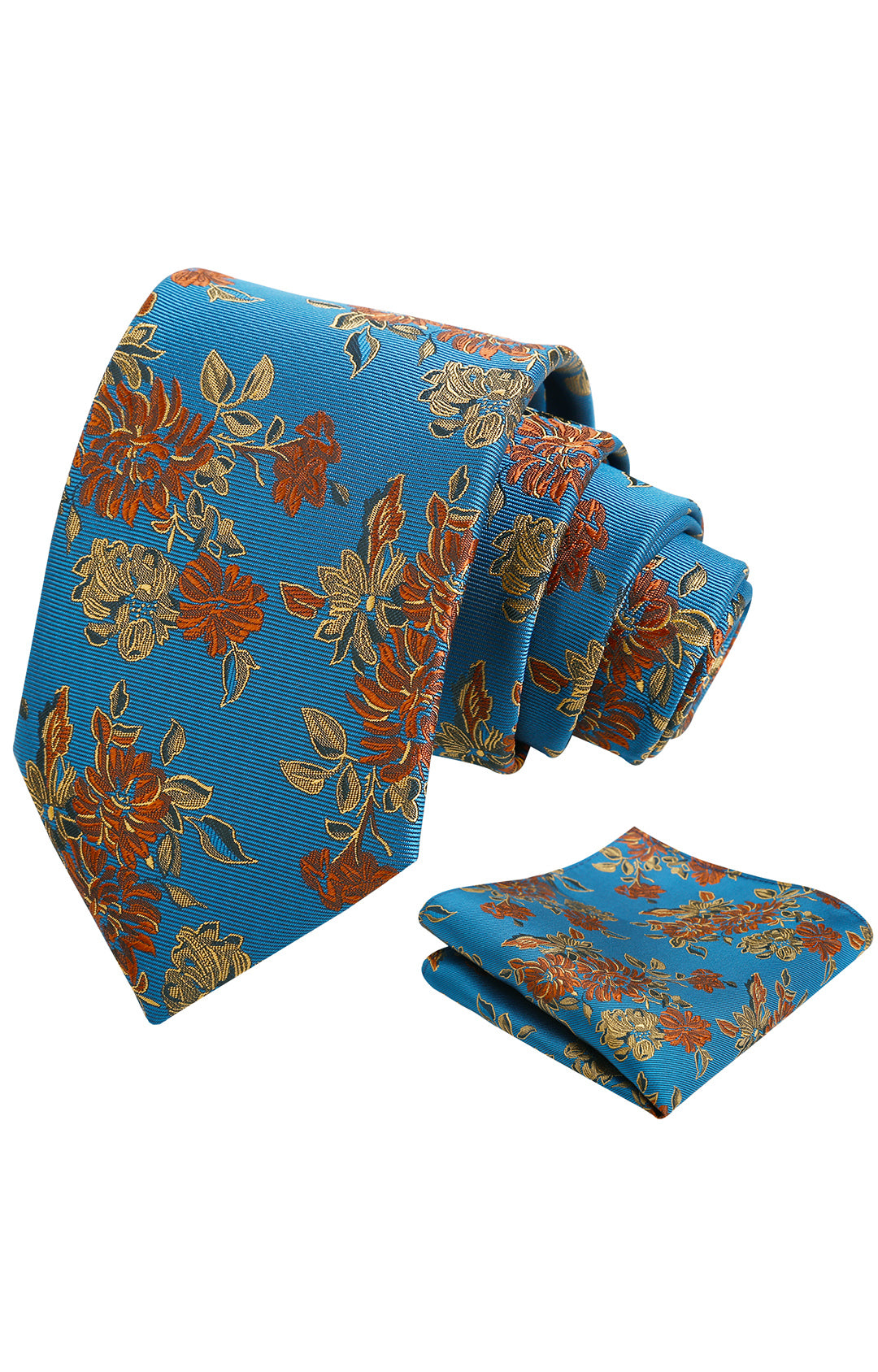 Mens 3.15inch Retro Floral Necktie and Hanky Vintage Wedding Tie and Pocket Square Set-915