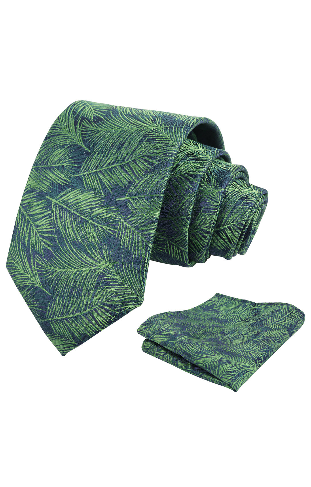 Mens 3.15'' Leaves Pattern Tie and Hanky Elegant Romantic Wedding Party Necktie Set-916