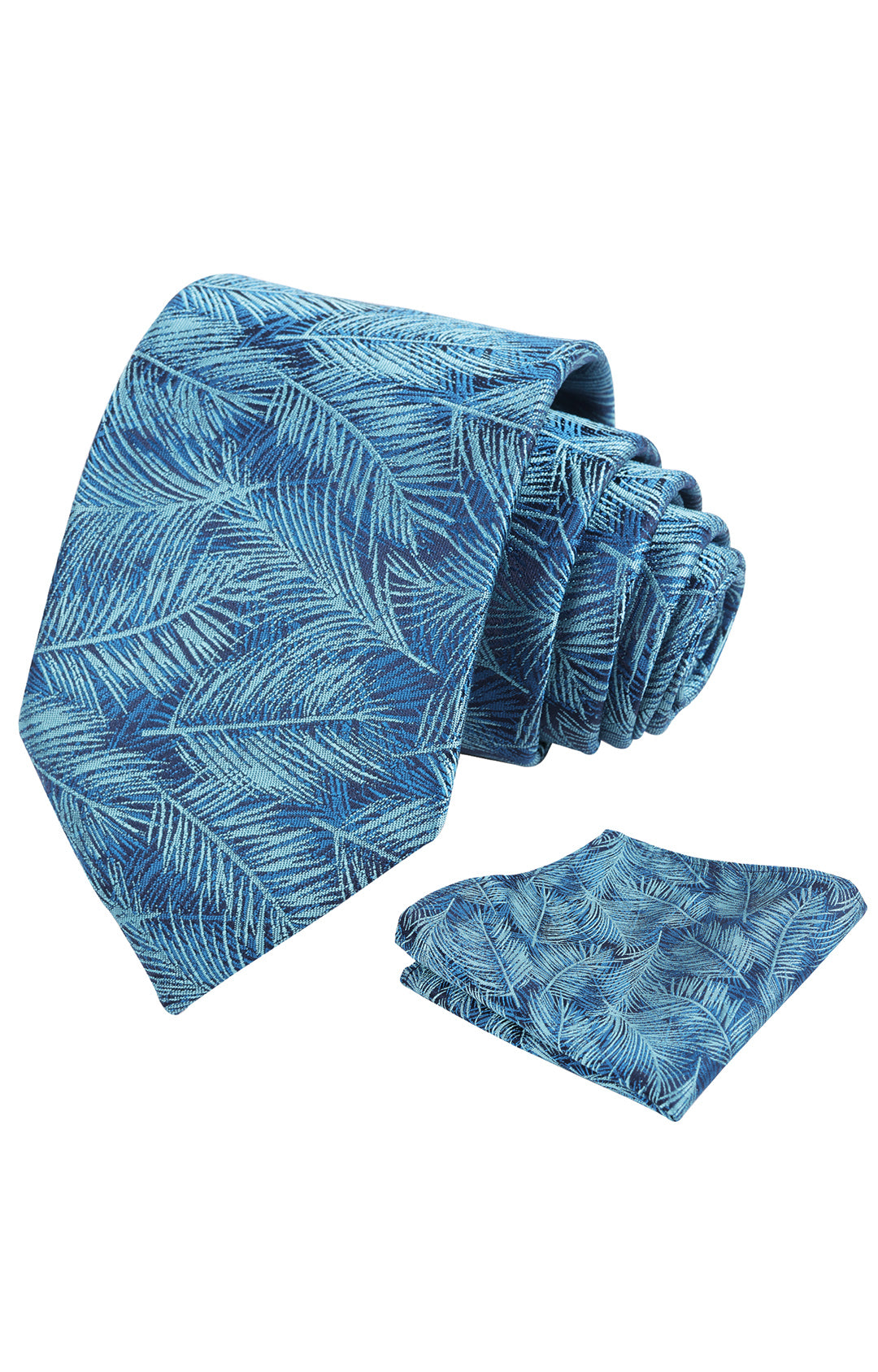 Mens 3.15'' Leaves Pattern Tie and Hanky Elegant Romantic Wedding Party Necktie Set-916