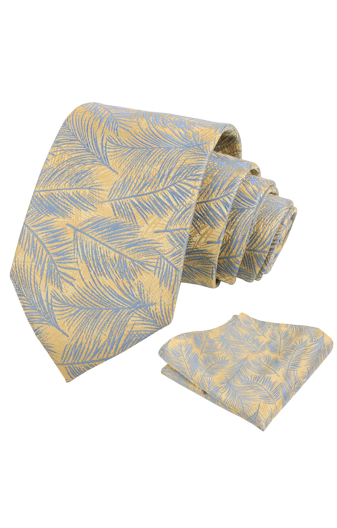Mens 3.15'' Leaves Pattern Tie and Hanky Elegant Romantic Wedding Party Necktie Set-916