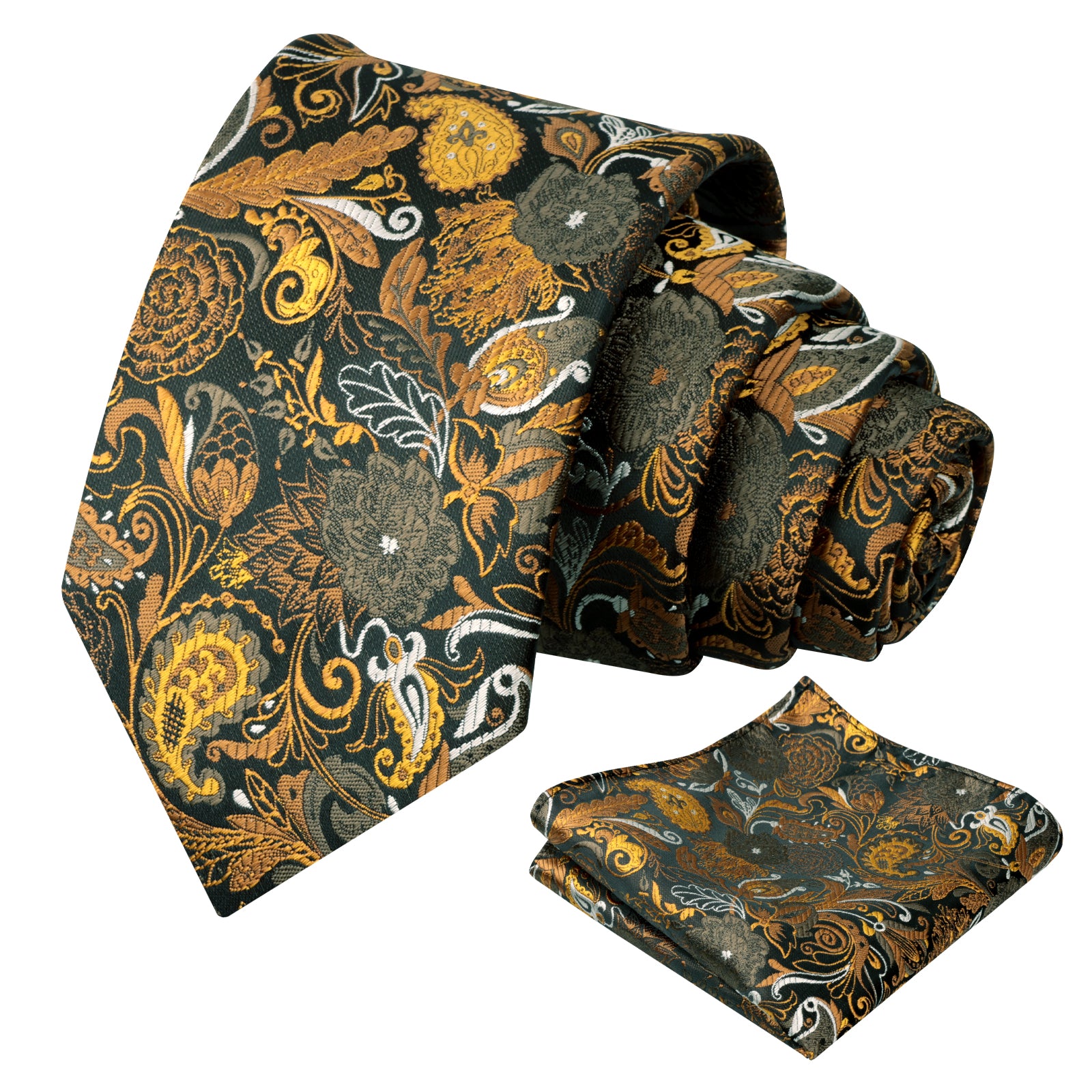 Mens 3.15 Inch Luxury Floral Tie Set with Intricate Woven Patterns-924