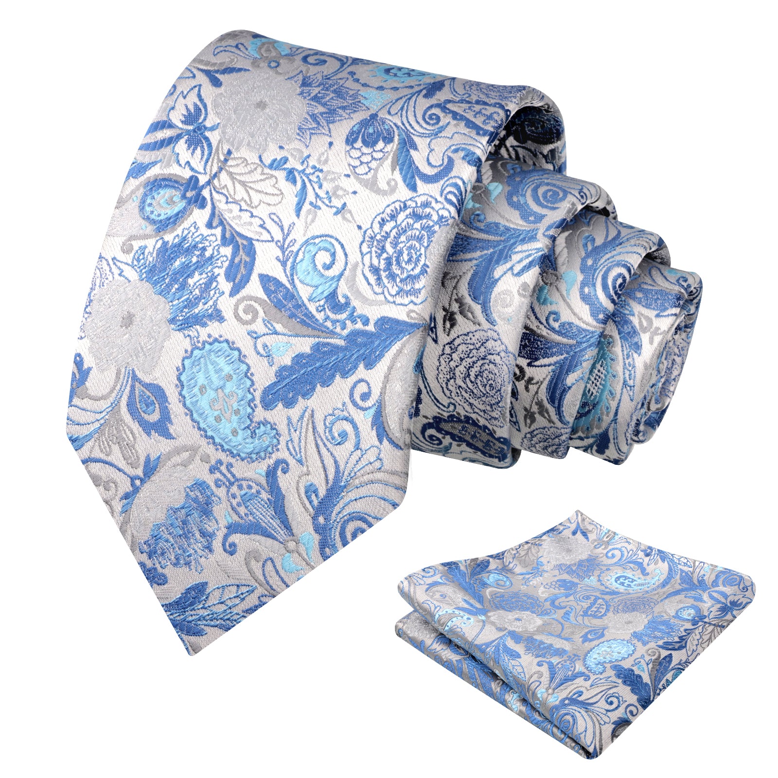 Mens 3.15 Inch Luxury Floral Tie Set with Intricate Woven Patterns-924