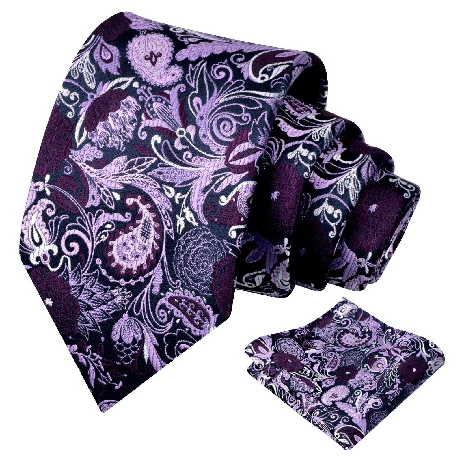 Mens 3.15 Inch Luxury Floral Tie Set with Intricate Woven Patterns-924