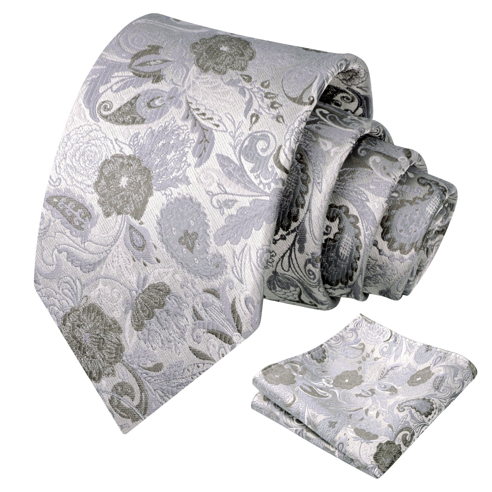Mens 3.15 Inch Luxury Floral Tie Set with Intricate Woven Patterns-924