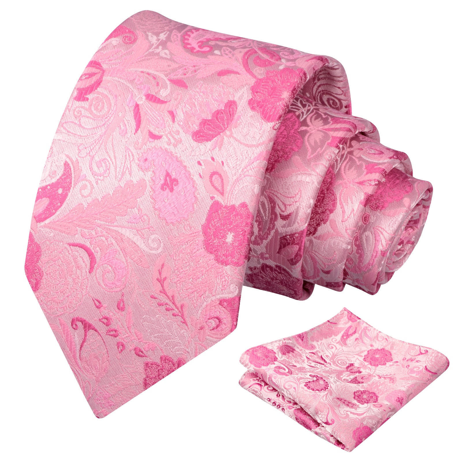 Mens 3.15 Inch Luxury Floral Tie Set with Intricate Woven Patterns-924