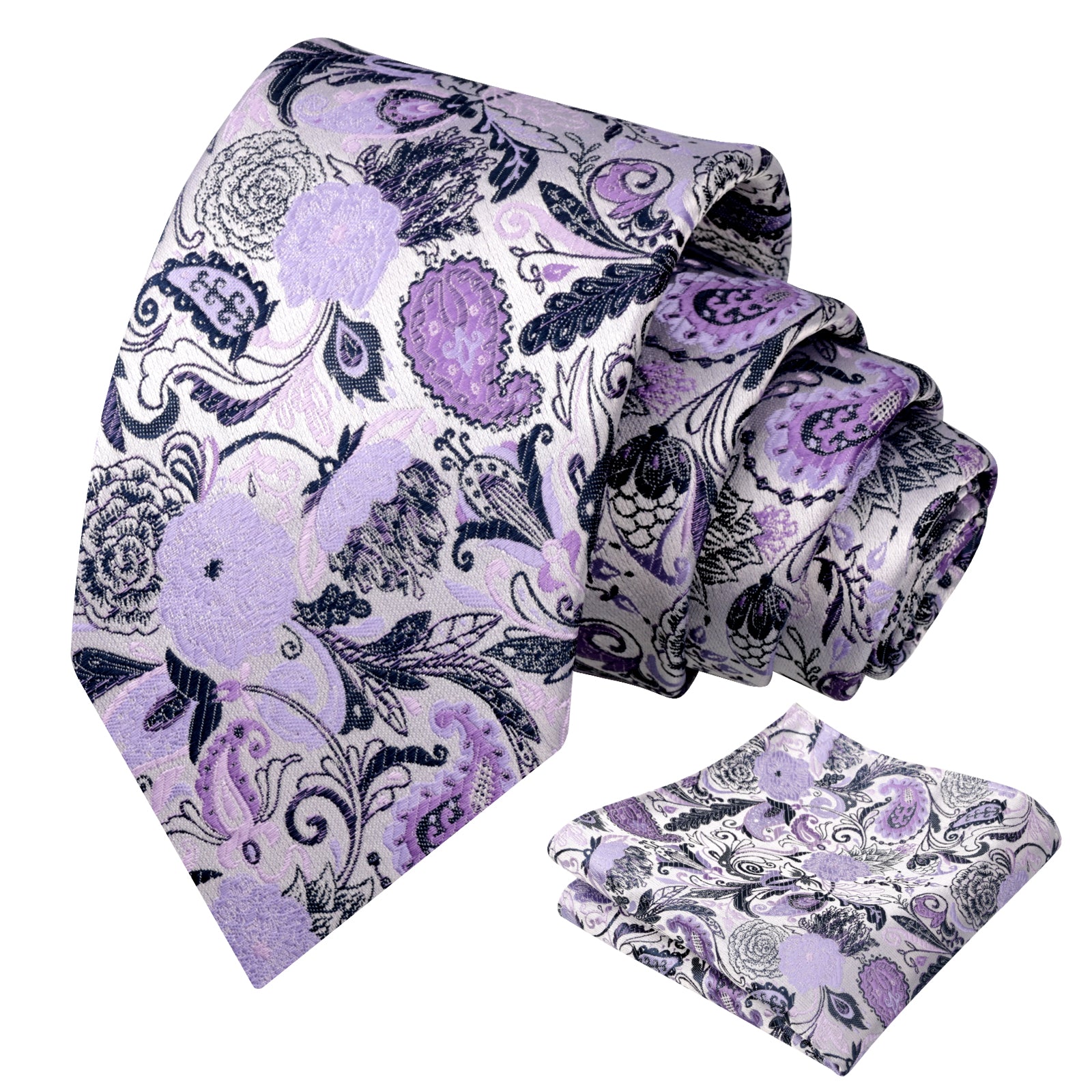 Mens 3.15 Inch Luxury Floral Tie Set with Intricate Woven Patterns-924