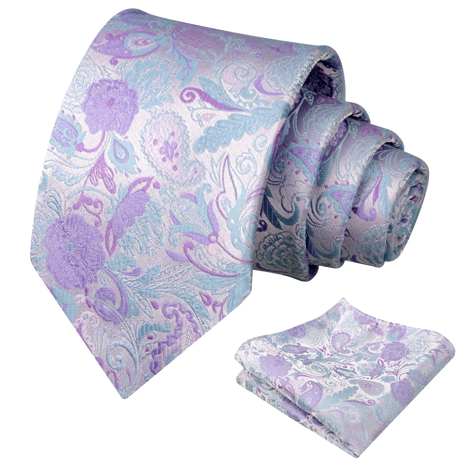 Mens 3.15 Inch Luxury Floral Tie Set with Intricate Woven Patterns-924