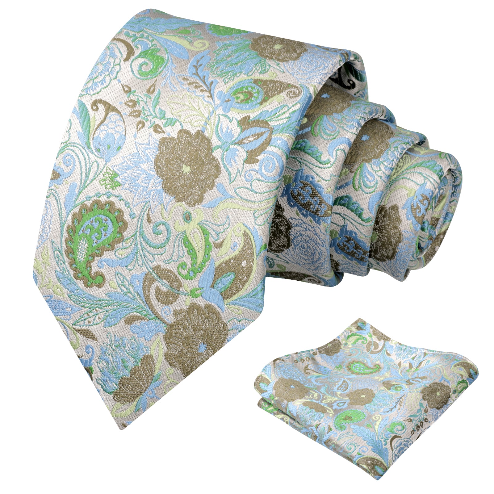 Mens 3.15 Inch Luxury Floral Tie Set with Intricate Woven Patterns-924