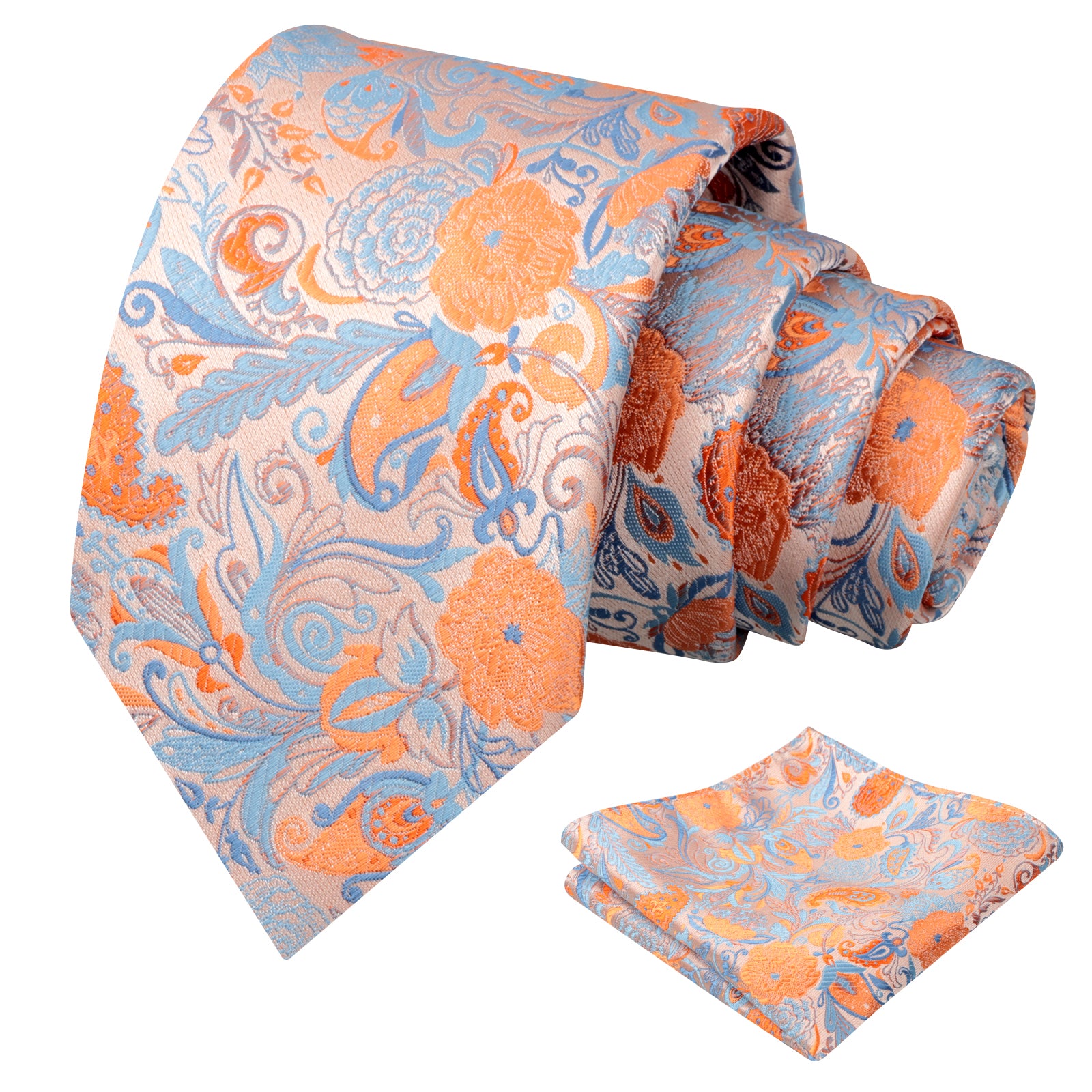 Mens 3.15 Inch Luxury Floral Tie Set with Intricate Woven Patterns-924