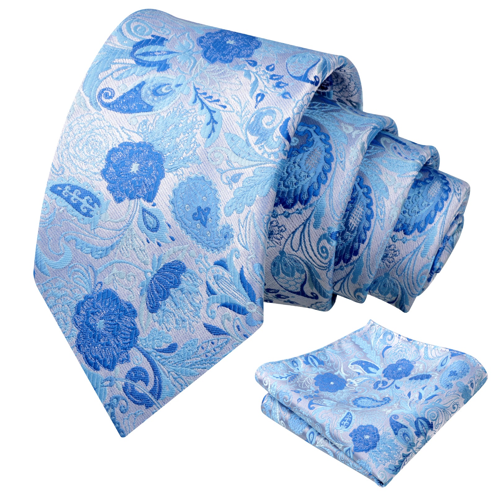 Mens 3.15 Inch Luxury Floral Tie Set with Intricate Woven Patterns-924