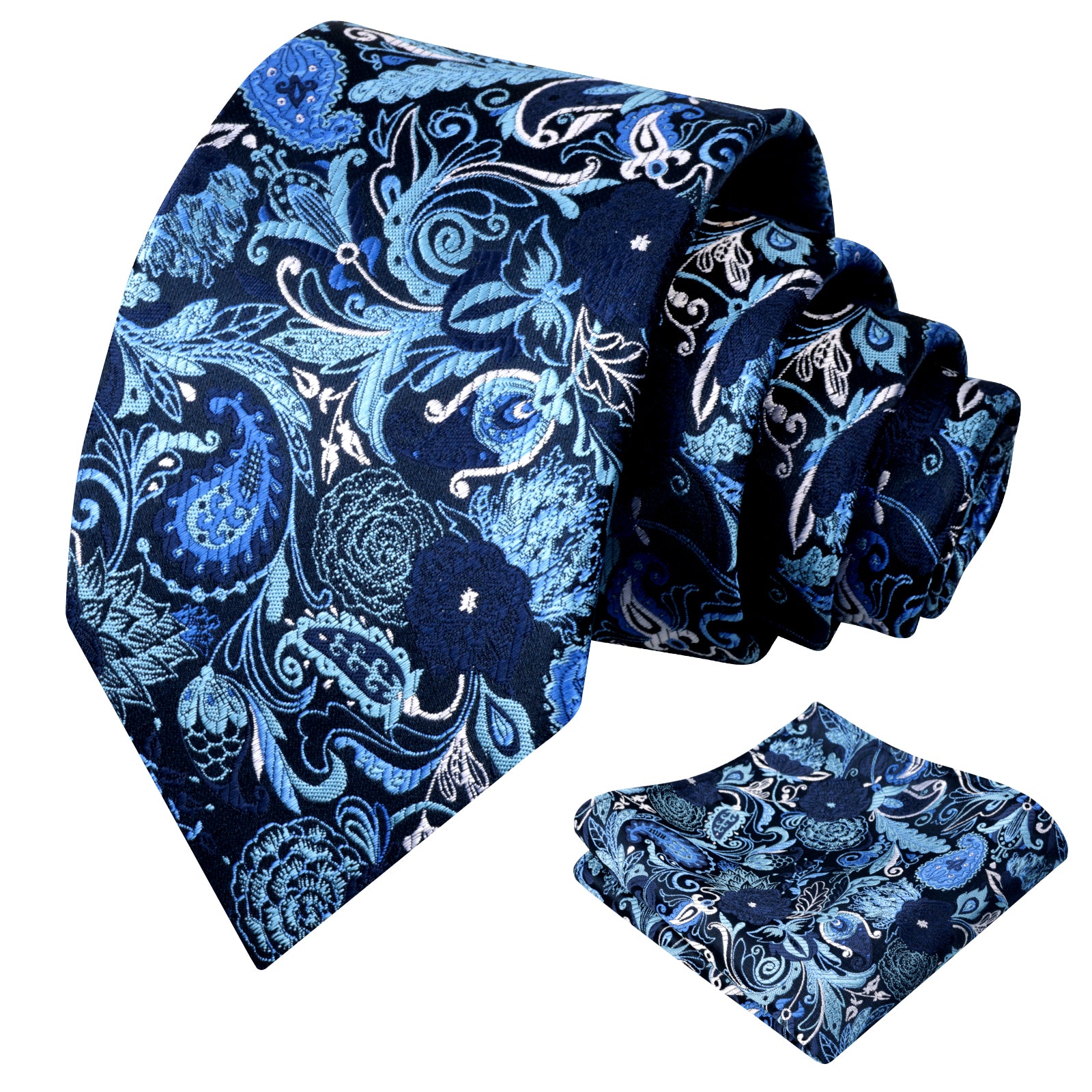 Mens 3.15 Inch Luxury Floral Tie Set with Intricate Woven Patterns-924