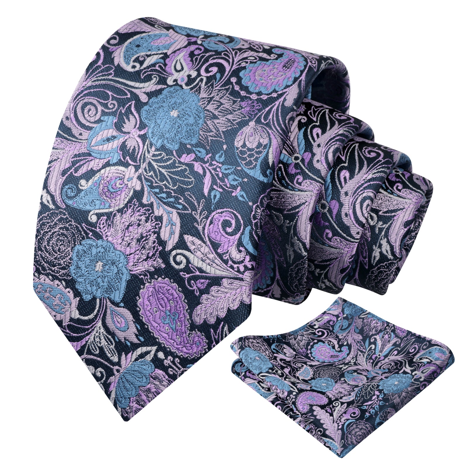 Mens 3.15 Inch Luxury Floral Tie Set with Intricate Woven Patterns-924