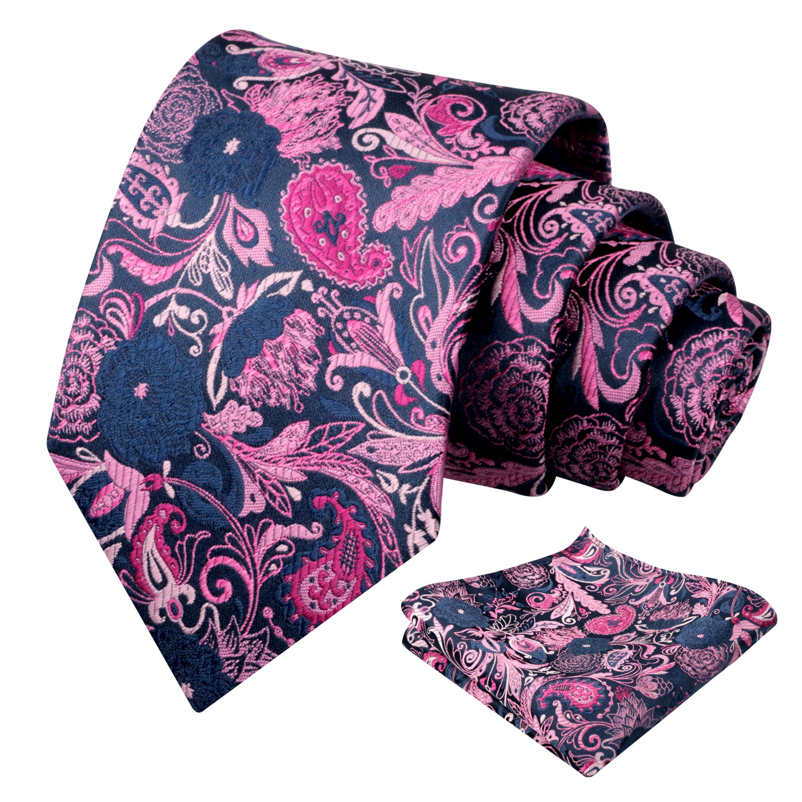 Mens 3.15 Inch Luxury Floral Tie Set with Intricate Woven Patterns-924