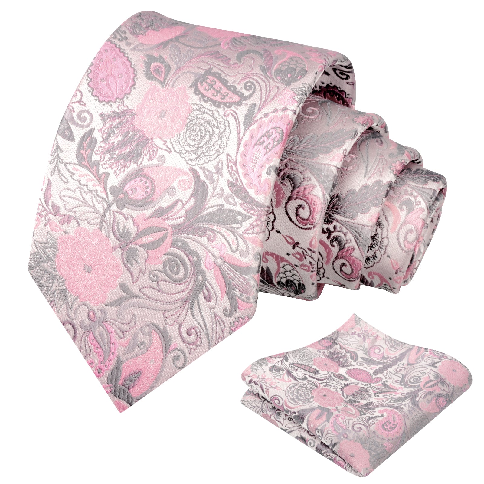 Mens 3.15 Inch Luxury Floral Tie Set with Intricate Woven Patterns-924
