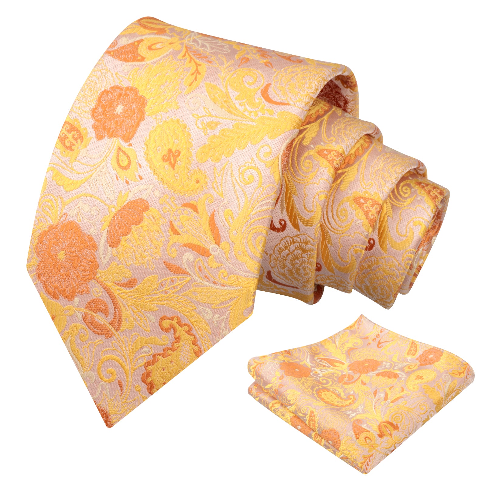 Mens 3.15 Inch Luxury Floral Tie Set with Intricate Woven Patterns-924