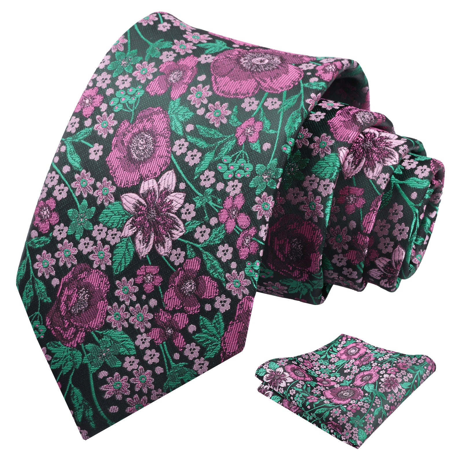 Mens 3.15 Inch Small Floral Ditsy Print Design Tie Pocket Square Set-926