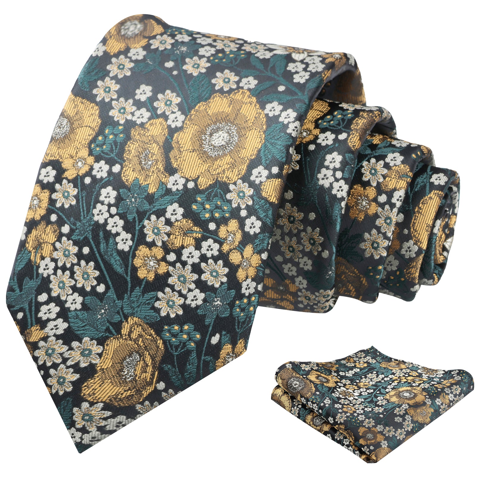 Mens 3.15 Inch Small Floral Ditsy Print Design Tie Pocket Square Set-926