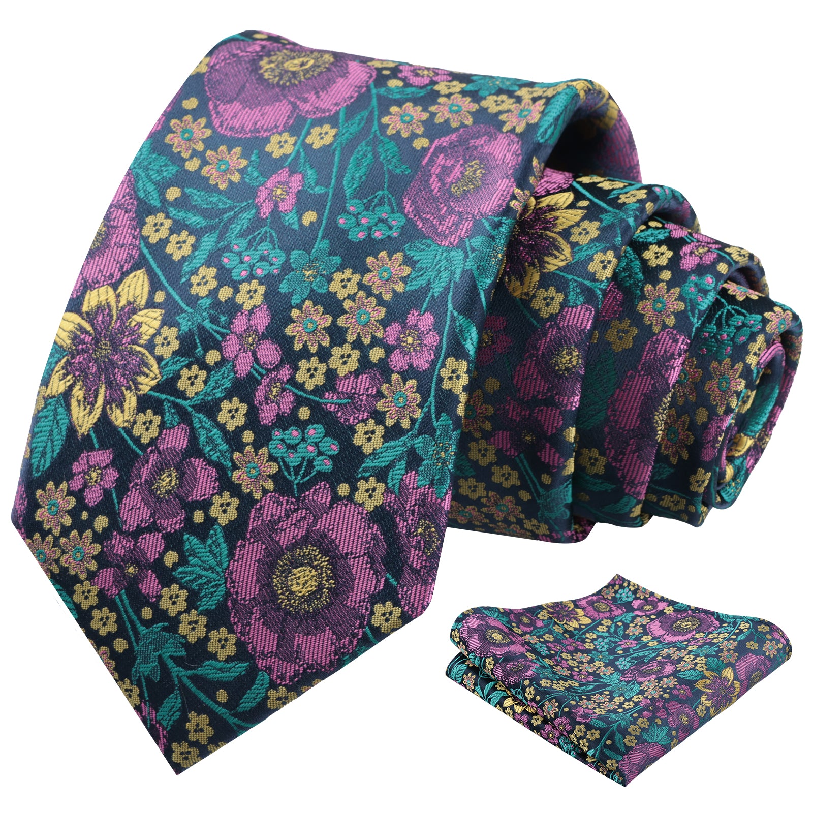Mens 3.15 Inch Small Floral Ditsy Print Design Tie Pocket Square Set-926