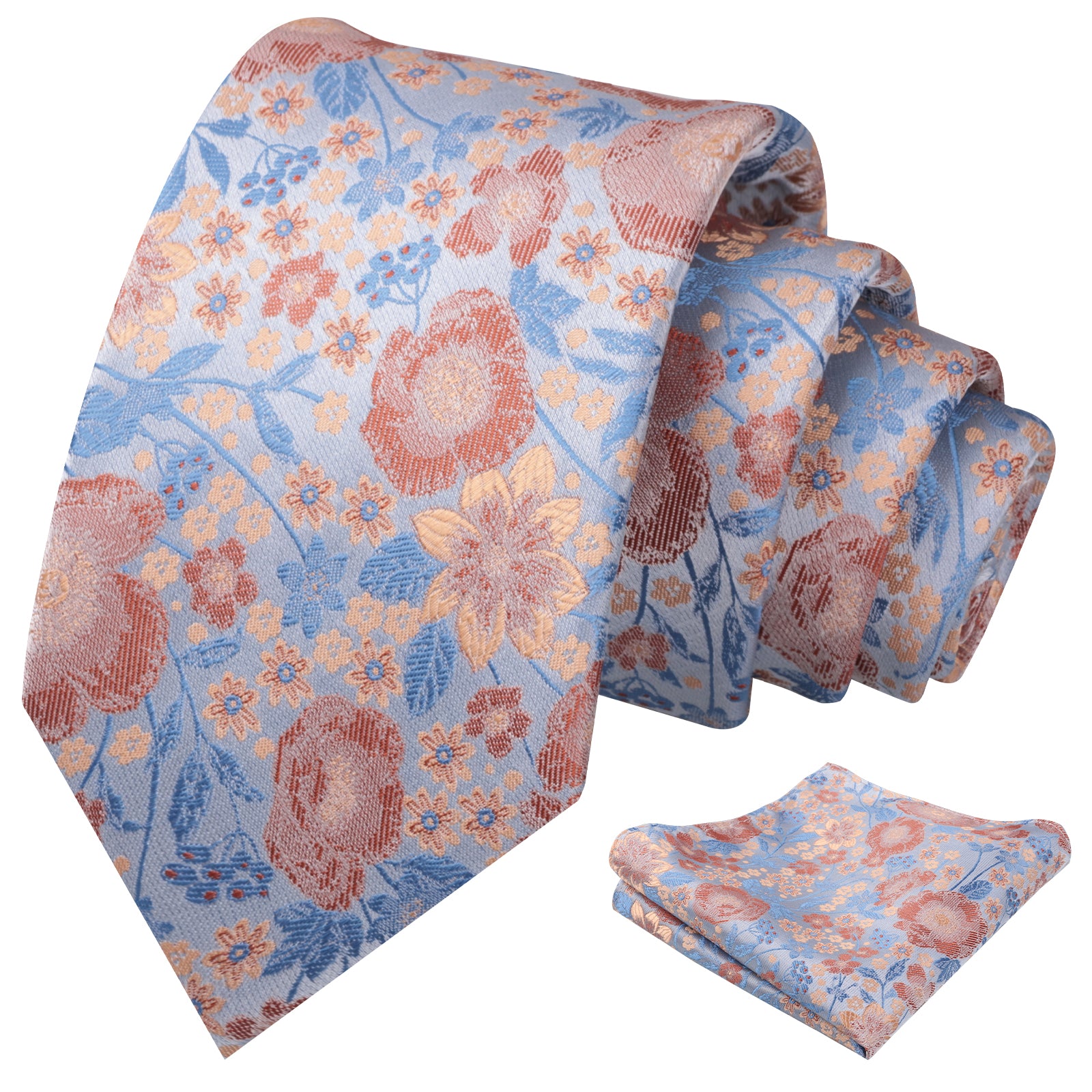 Mens 3.15 Inch Small Floral Ditsy Print Design Tie Pocket Square Set-926
