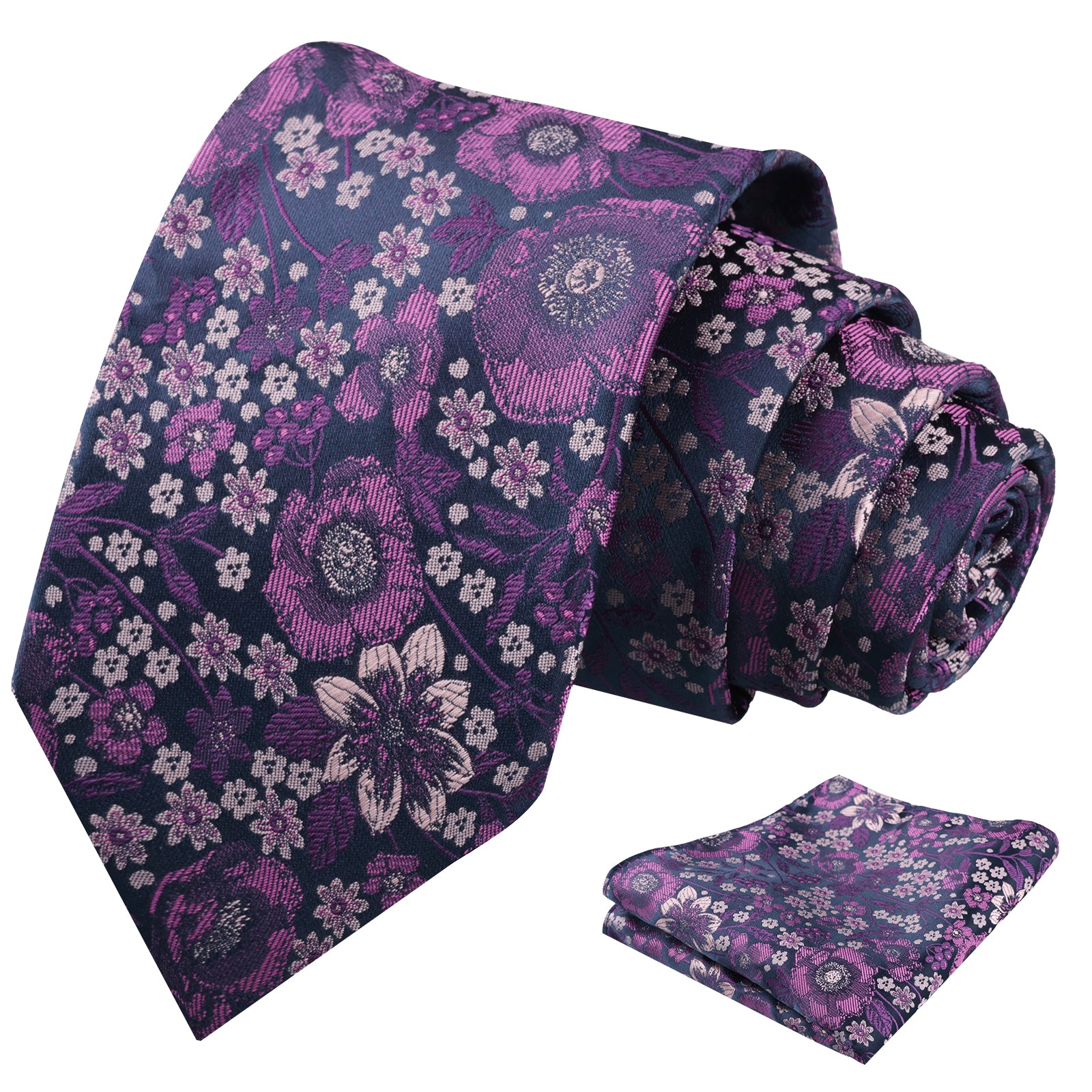 Mens 3.15 Inch Small Floral Ditsy Print Design Tie Pocket Square Set-926
