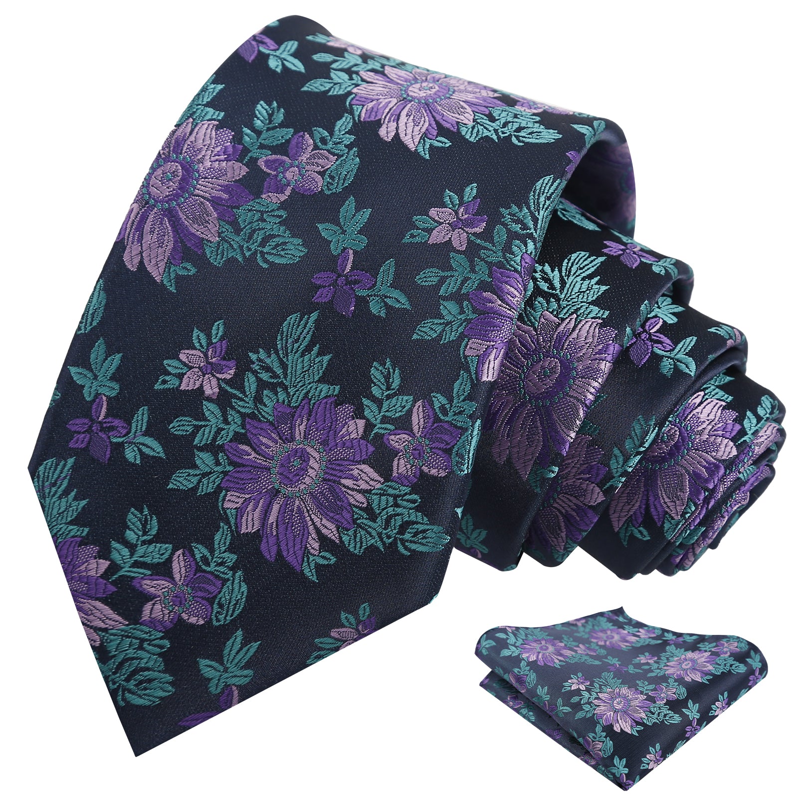 Mens Spring Floral Tie and Pocket Square Set 3.15 Inch in Soft Tones-927