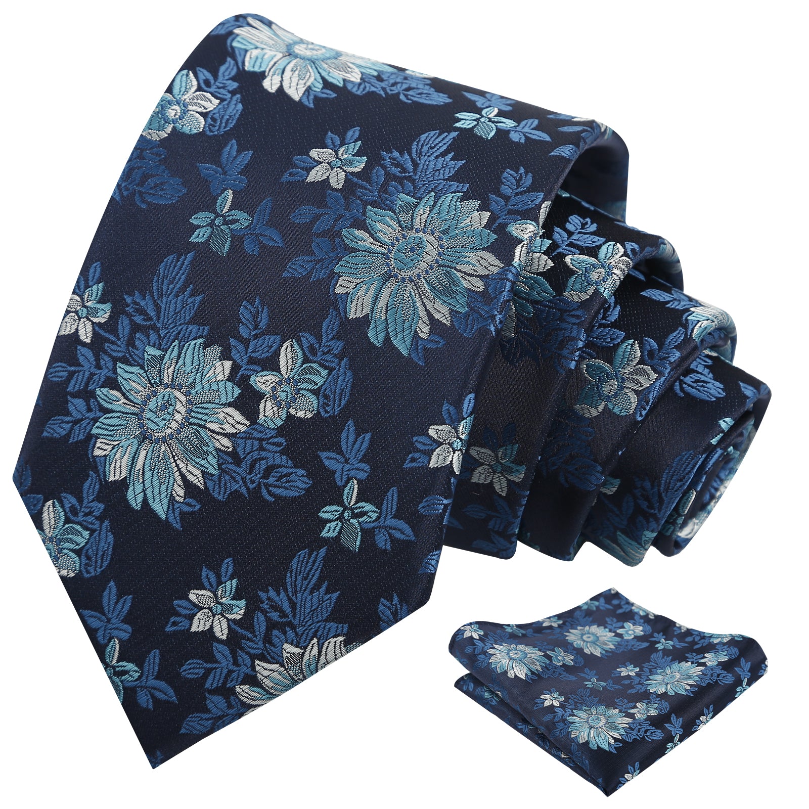 Mens Spring Floral Tie and Pocket Square Set 3.15 Inch in Soft Tones-927